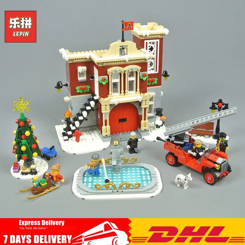 

Lepin 36014 1306 Pcs Winter Village Fire Station Model Building Blocks Bricks Toys for Children Gift Compatible LegoINGlys 10263