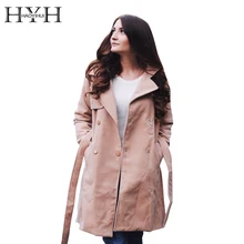 HYH haoyihui Фирменная новинка зимние модные женские туфли с лацканами Однобортный пальто одноцветное Хаки Высокое качество галстук талии длинное пальто