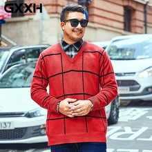 Новое поступление GXXH, модный мужской свитер с круглым вырезом, повседневный мужской пуловер с длинным рукавом, свитер для полных мужчин,, Осень-зима, XXL-7XL
