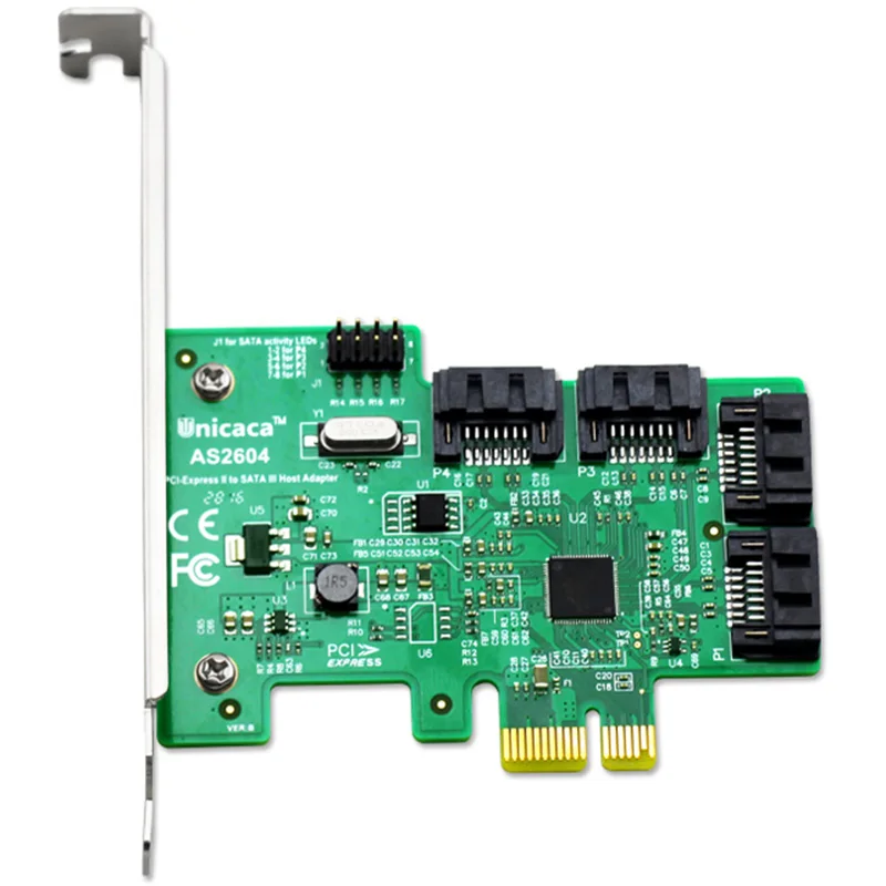 

UNICACA AS2604R SATA*4 PCIe2.0 X4 6Gb/s sata 3.0 SATA RAID adapter. Raid 0/1/5