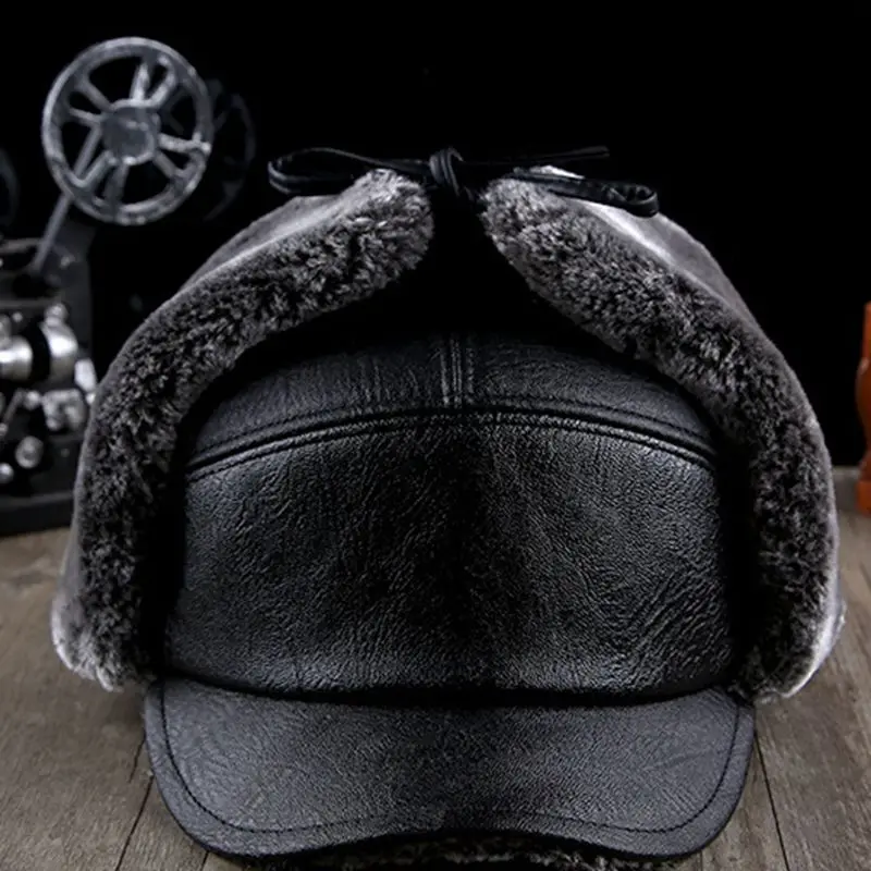 

MYZOPER 2019 new Fake fur Keep warm Ear protection winter men's hats Thicken Elderly Solid color Adult cap