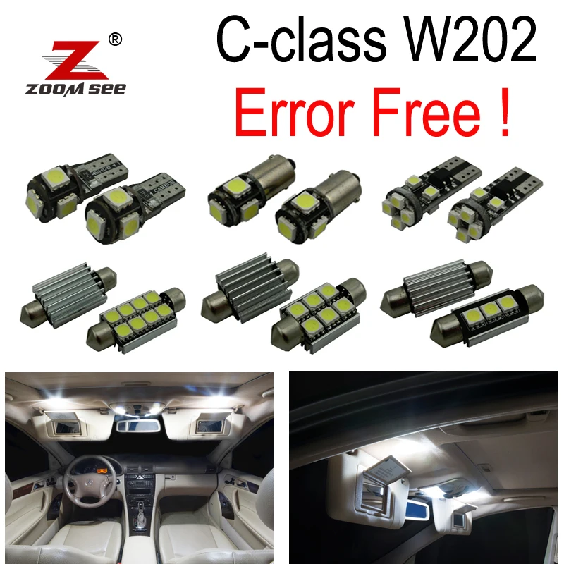 9pc X Error free LED bulb Interior Light Kit For Mercedes for Mercedes-Benz C class W202 C220 C230 C280 C43 AMG (1993-1999) | Автомобили и