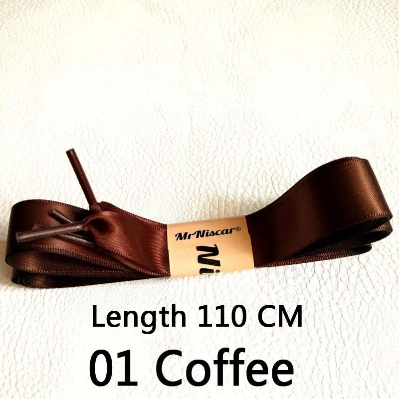 Mr. Niscar 1 пара 50-200 см кофейные модные плоские шелковые Ленточные Шнурки Кроссовки принцессы разноцветная спортивная обувь ботинки со шнурками веревка - Цвет: Coffee 110cm