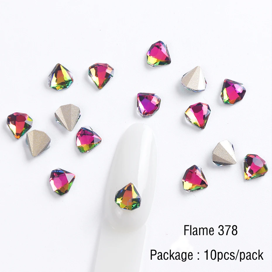 10pcs Crystal AB Flatback Diamond 6mm Nail Rhinestones 3D Strass Nail Art Glitter Gems Stones Charm Jewelry Manicure Decor LA792 (5)