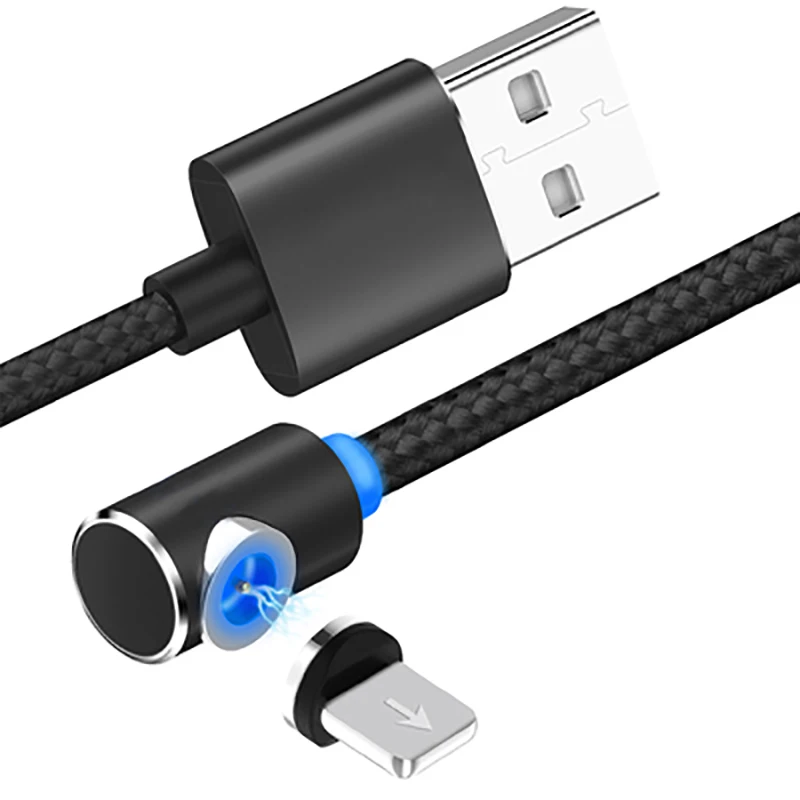 2.4A Быстрый Магнитный зарядный кабель USB Micro type C быстрое зарядное устройство для iPhone samsung S9 huawei Магнитный телефонный кабель Шнур - Тип штекера: Black For IOS