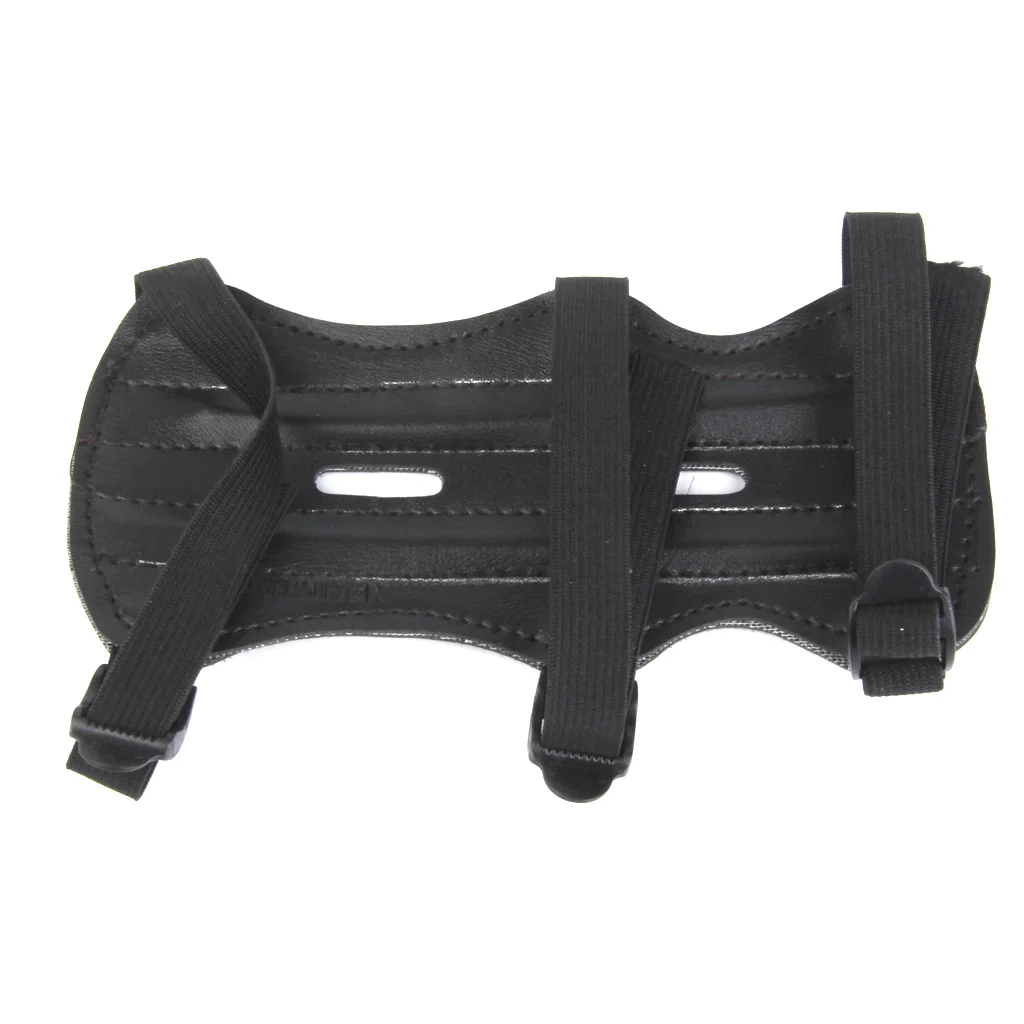 1pcs Safety Arm Sleeve 3 Strap Arm Guard Protective Leather Archery Armband Safety Sleeve Outdoor Shooting Hunting Accessories