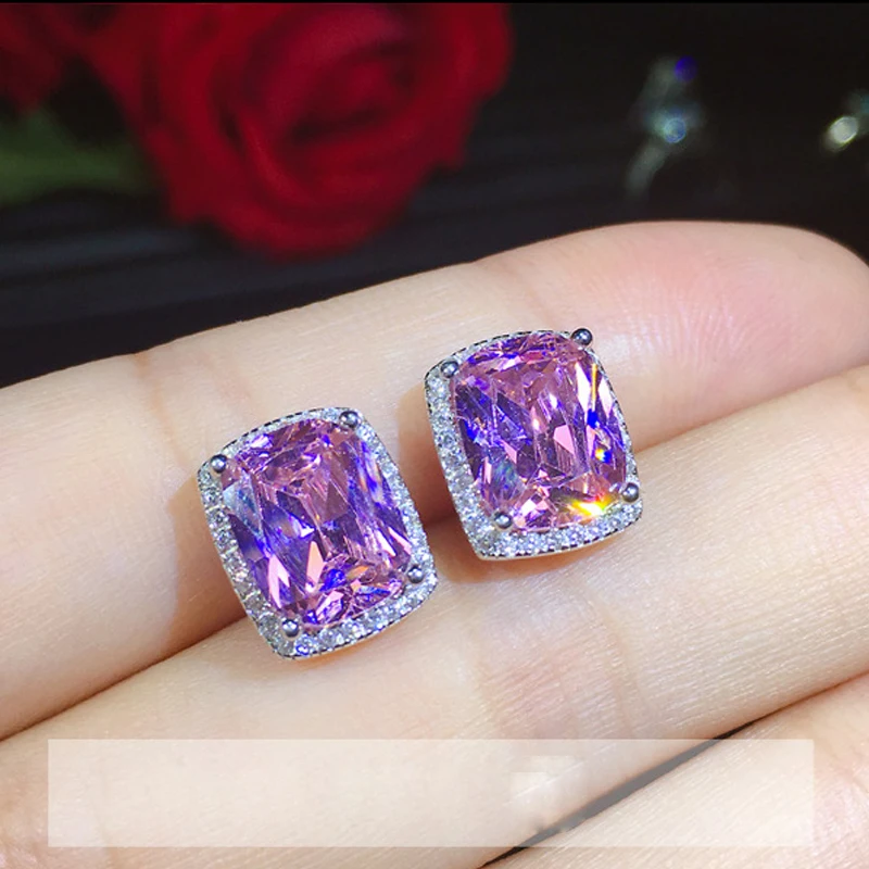 pink crystal wedding stud earrings