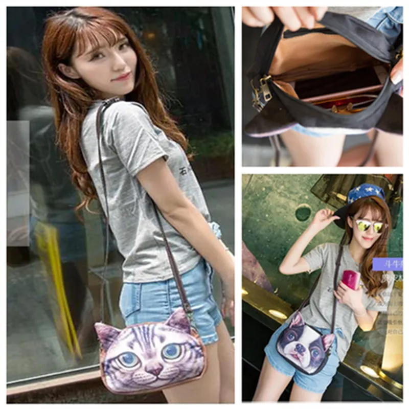 2017 New Lady Hand Bag Phone Holding Animals Meow Star People Dogs Cartoon Handbag Girl | Багаж и сумки