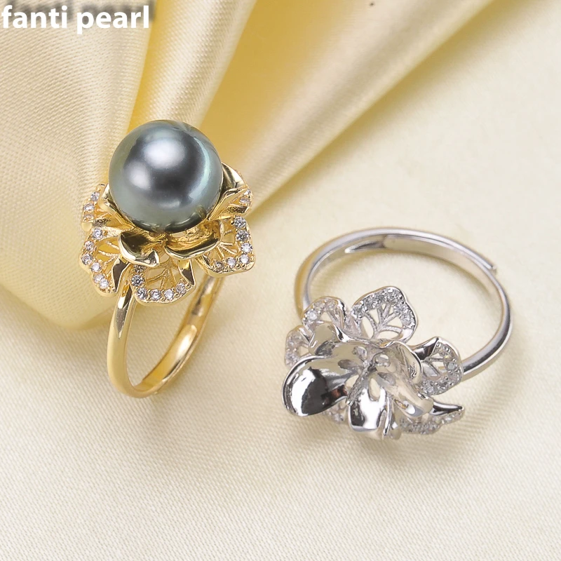 

DIY Pearl Ring s925 silver Accessories Natural tahitian Pearl ring 925 Sterling Silver ring 9-11mm gorgeous ring