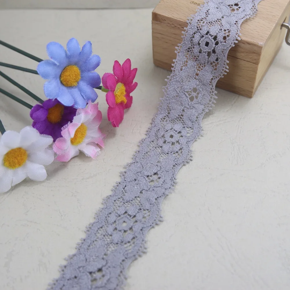 

5 yards/lot 28mm width gray Elastic Stretch Lace trim sewing/garment/clothes/Apparel accessories