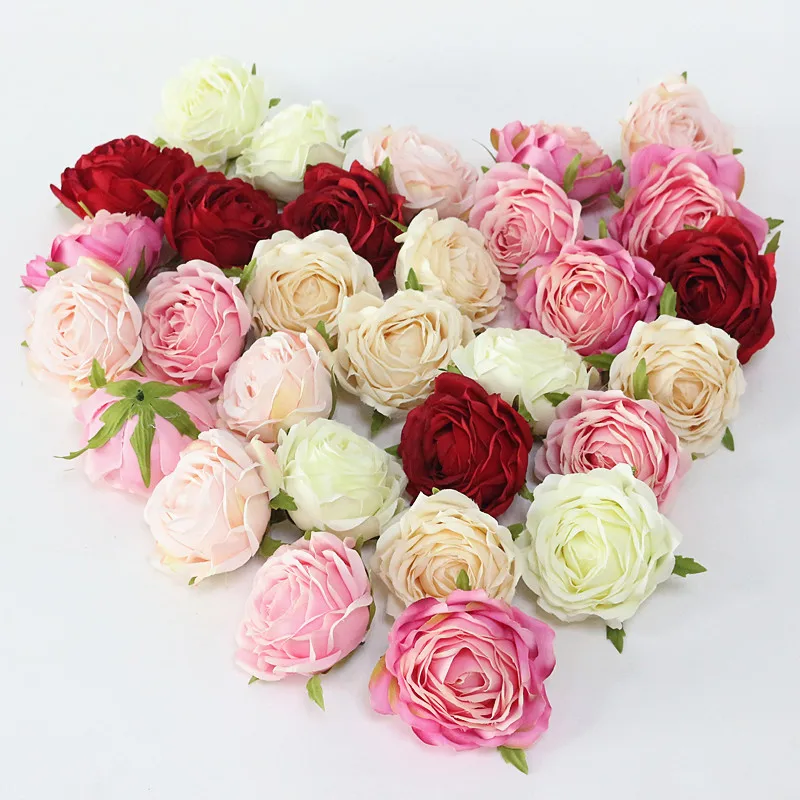 Flone High Quality Artificial Flower Head Retro Rose Head Silk Flower Wedding Christmas Party Decor Flores (3)