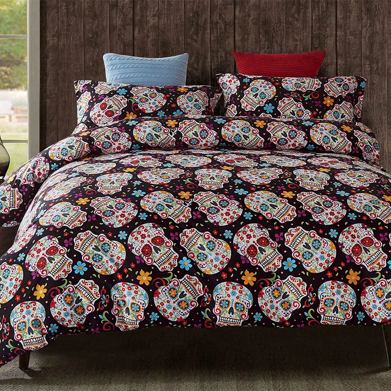 3D Skull Halloween Twin Bedding Set Skull Home Textile Bedspread Queen