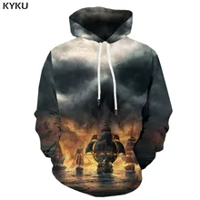 KYKU Brand Skull Sweatshirts men War Hoody Anime Flame Sweatshirt Printed Ocean 3d Printed Cloud Hooded Casual Long Sleeve