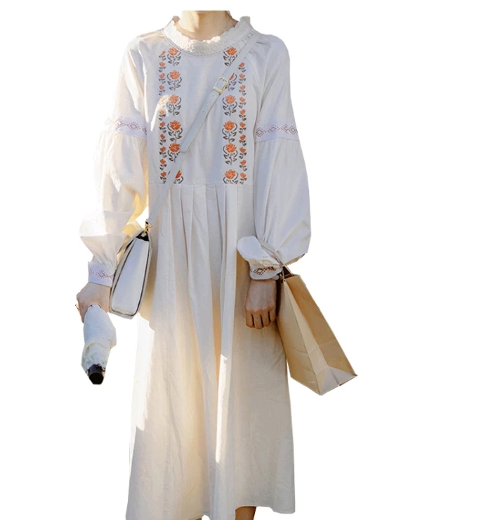

Japanese Girl Chic Early Autumn Lantern Sleeve Autumn Dress Literary Autumn J2019010078
