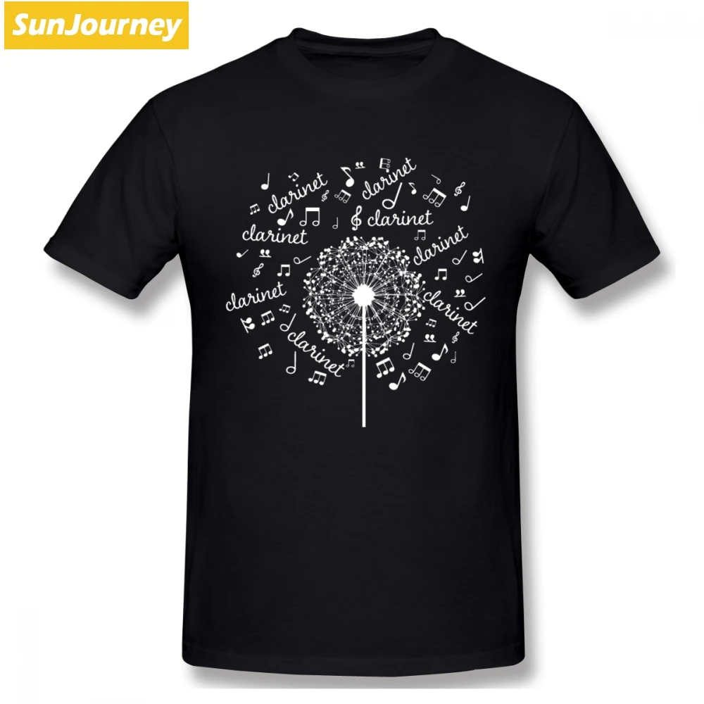

Clarinet Music Notes Dandelion Men T Shirt Popular Random Plus Size Cotton Short Sleeve Custom Funny T Shirts