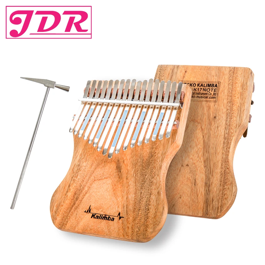 

JDR 17 Key Finger Kalimba Full veneer Camphor wood Thumb Piano Bag Gecko Keyboard Wood Musical Instrument Mbira Sanza K17CAP