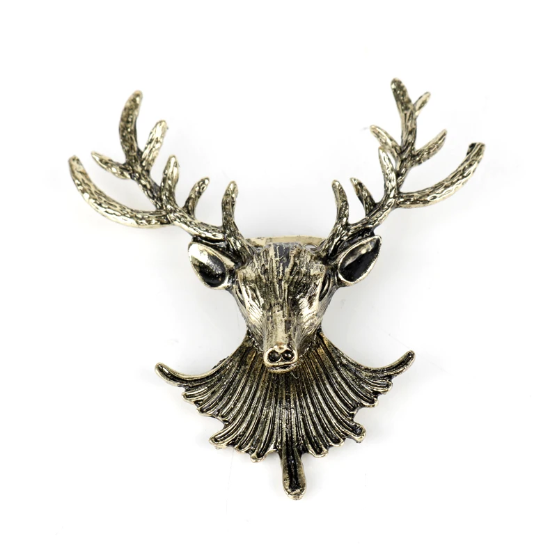 

HANCHANG Fashion Jewelry Brooch Hunting Animal Stag deer Elk Head Brooch Pins Men Shirt Wedding Tie Brooch Christmas Party Gift