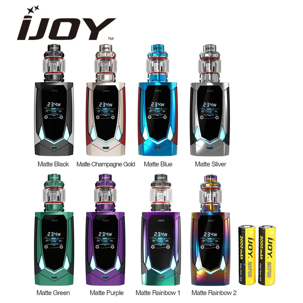 

Original 234W IJOY Avenger 270 TC Kit 6000mAh Battery Voice Control and 3.2ml Avenger Tank E-cig Vape vs Shogun Vape Kit