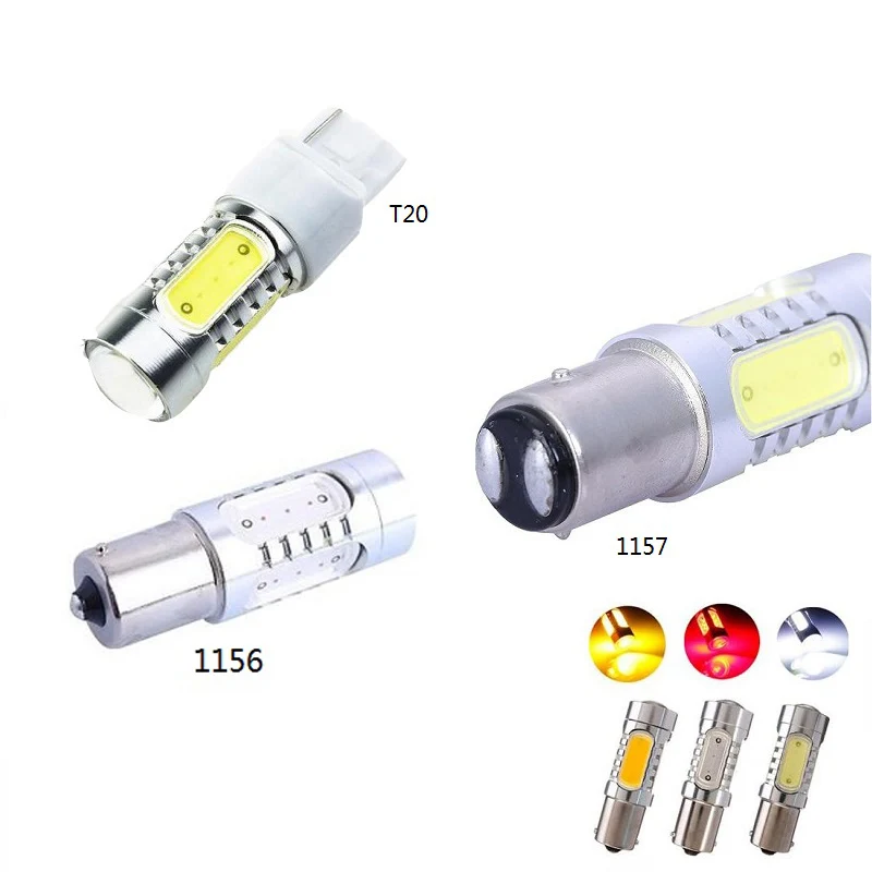 

LED bulb 1157 1156 T20 DC12V COB 5S 7.5W Light High Power Auto Tail Reverse Backup White Red Led Brake Lights yellow light 2PCS