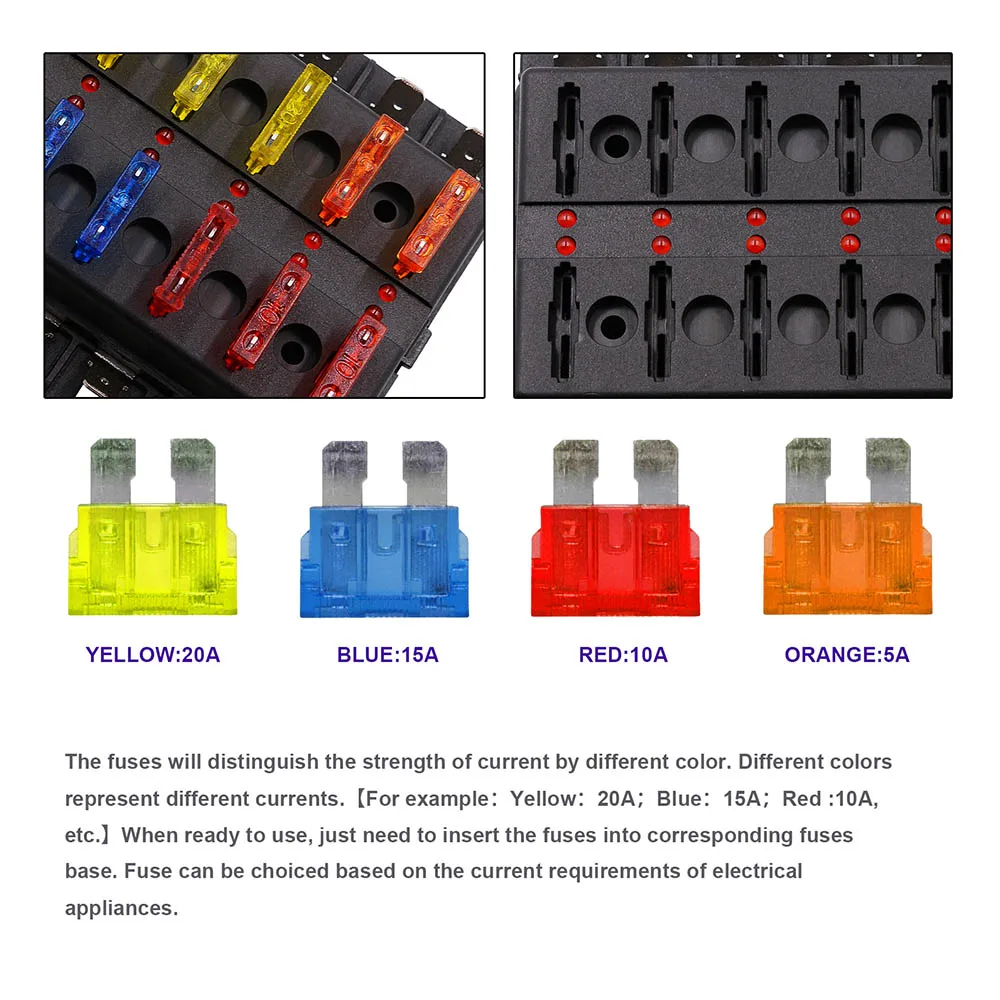 12V 24V 6 Way Blade держатель коробки предохранителей с светодиодный Предупреждение льный светильник комплект для автомобиля лодка морской Trike