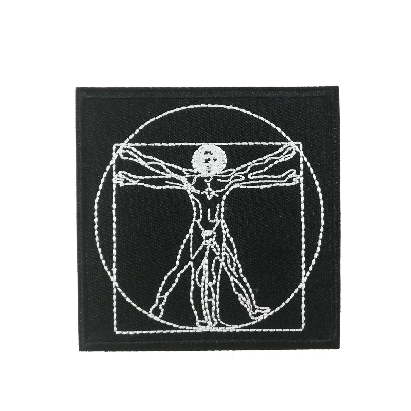 

Leonardo Da Vinci Vitruvian man patch EMBROIDERED IRON On Patch T shirt Transfer goth APPLIQUE Badge