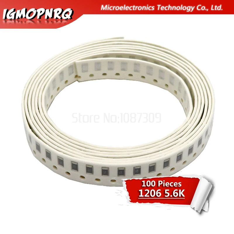 100PCS 1206 SMD Resistor 5% 5.6K ohm chip resistor 0.25W 1/4W 5K6 | Электронные компоненты и принадлежности