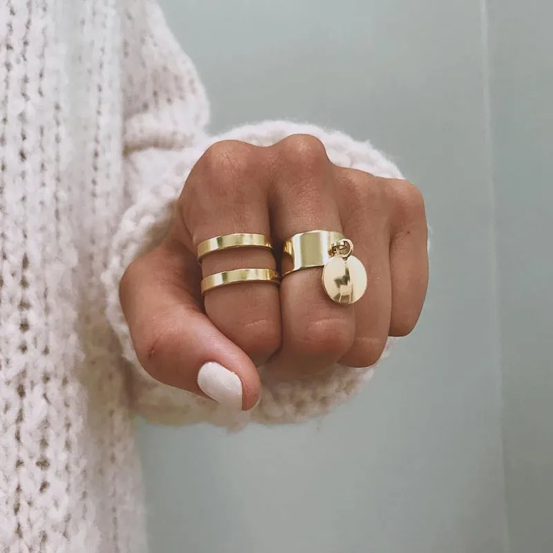

Trendy Fashion Metal Hollow Circle Knuckle Joint Ring Women Girl Cool Punk Rings Set Party Anniversary Jewelry anillos bague