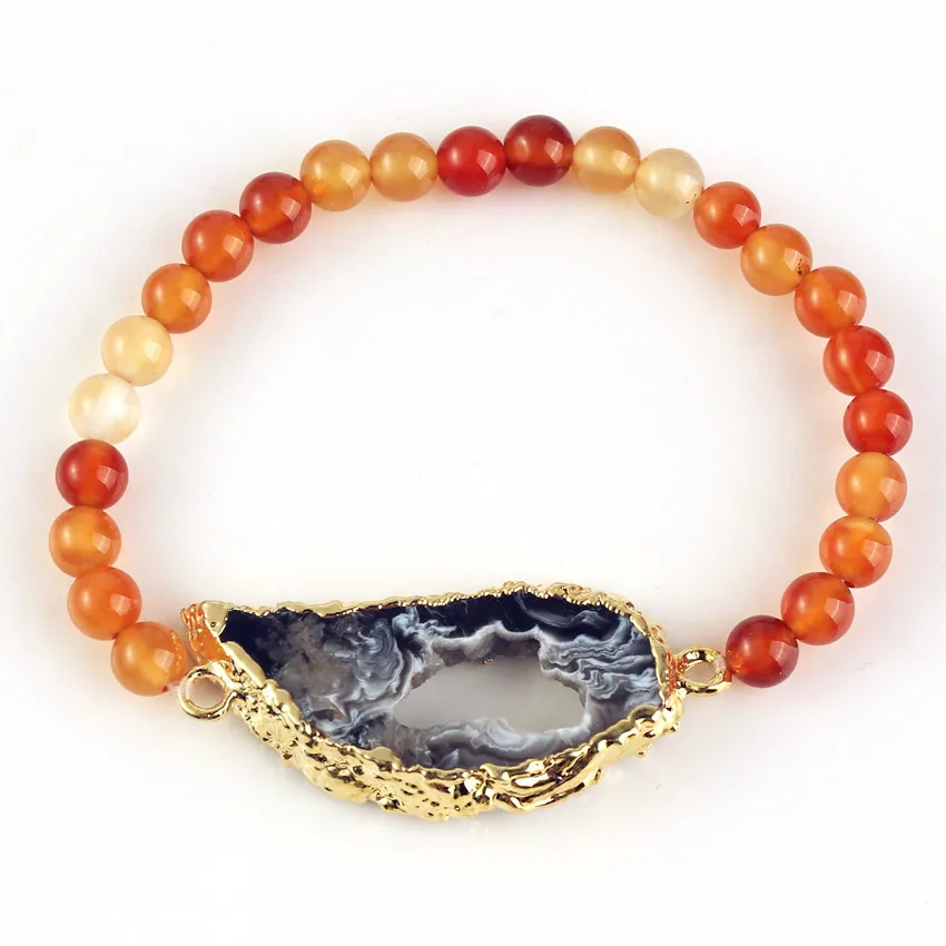 Крафт-бусины золотого цвета неправильной формы Агаты подключения carnelian, круглые бусины браслет для женщин ювелирные изделия