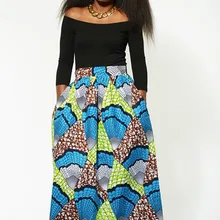 Макси Длинный Африканский узор «Кенте» воск печати юбка Бохо, этнический стиль Одежда для женщин дамы красочные Дашики пляжные юбки Талия собранные