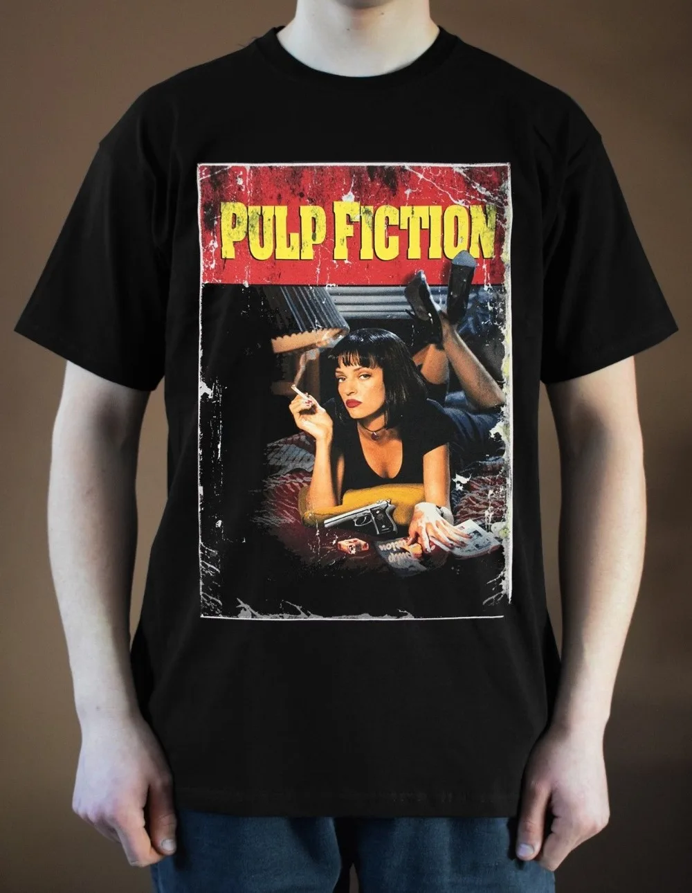 

Pulp Fiction Movie Poster Ver. 1 Travolta Uma Newest 2019 Men O Neck Cotton Printing T Shirts