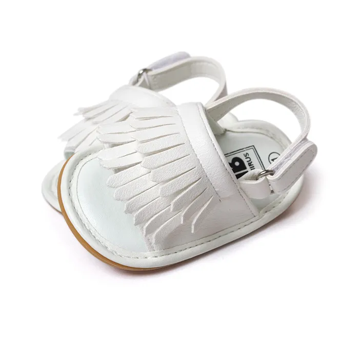 Белые детские сандалии для новорожденных Кожаные Мокасины с кисточками Популярные моксы для маленьких девочек и мальчиков 0-18 месяцев. CX16C