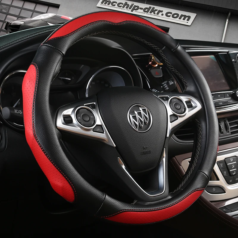 KKYSYELVA Blue Steering wheel cover Soft leather Auto steering wheel