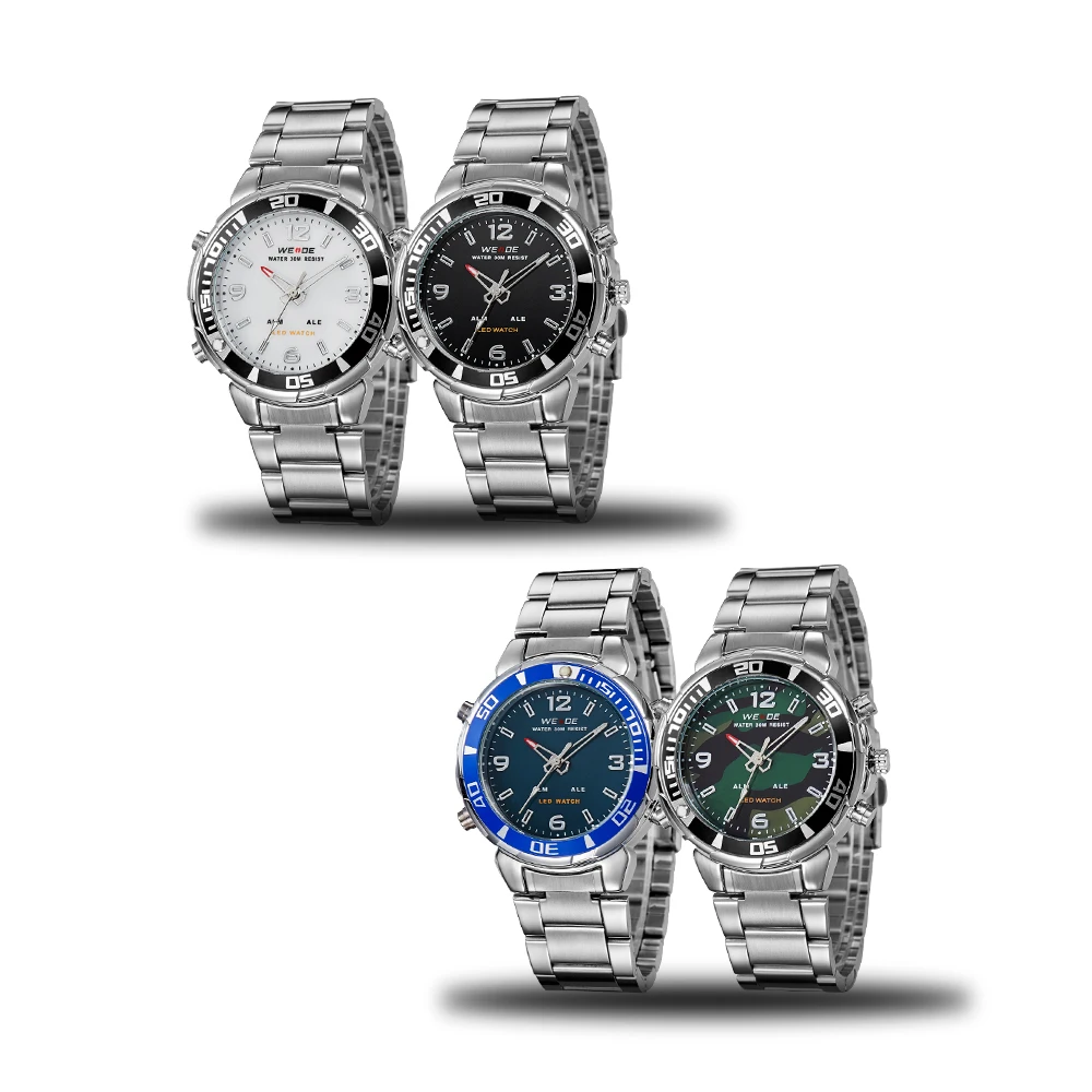 WEIDE кварцевые наручные спортивные часы Повседневная подлинные из нержавеющей