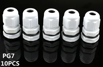 

10pcs High Quality IP68 PG7 3-6.5MM Waterproof Nylon Cable Gland No Waterproof Gasket Plastic Cable Gland WHITE