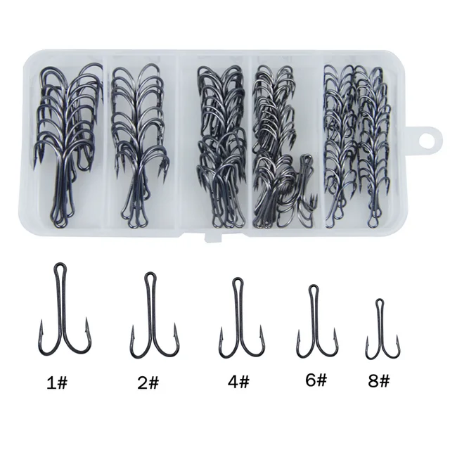 Best Price 100Pcs/Box High Carbon Steel Black Double Fishing Hooks Kit Fly Tying Double Hook For Jig Bass Fishhook Best Price 100Pcs/Box High Carbon Steel Black Double Fishing Hooks Kit Fly Tying Double Hook For Jig Bass Fishhook