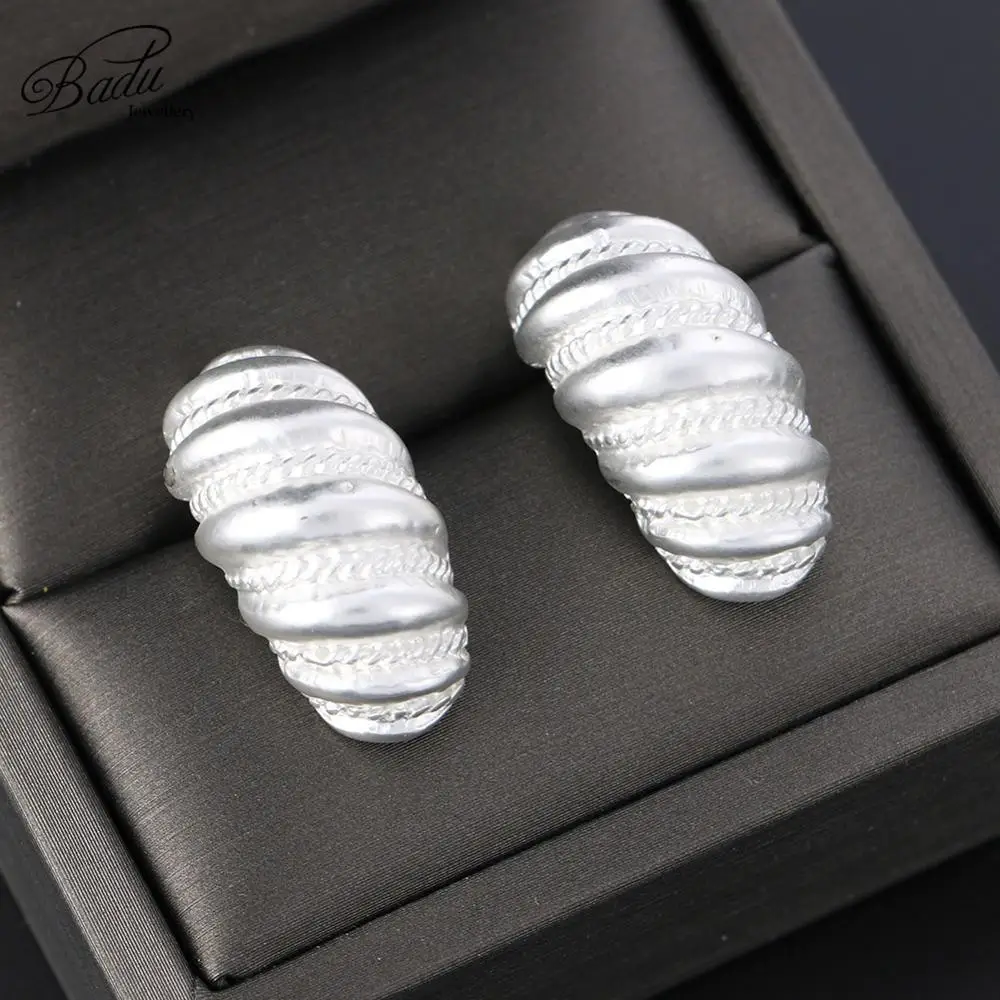 

Badu Silver Small Earrings for Women Fashion Irregular Surface Alloy Earrings Fashion Charm 2019 New Jewelry Wholesale Cheap