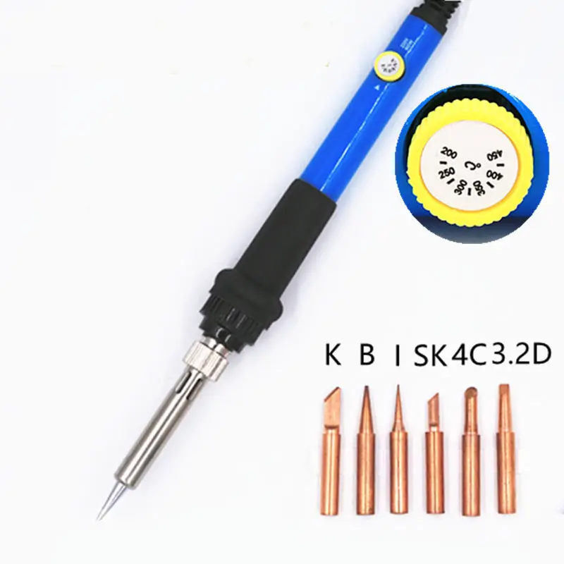 220V 60W Adjustable Temperature Electric Soldering Iron with 15pcs pure copper Welding tip