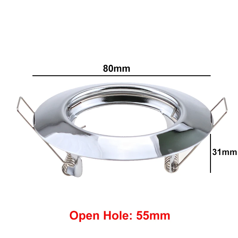 2 шт./лот, новинка, Лидер продаж, круглый хромированный светодиодный встраиваемый потолочный Точечный светильник, рамка для GU10 MR16, лампа, светильник, держатель для корпуса