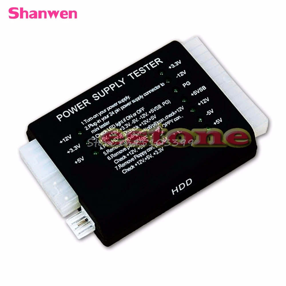 1 قطعة الأسود pc 20 24 دبوس atx psu sata hd امدادات الطاقة فاحص هبوط السفينة