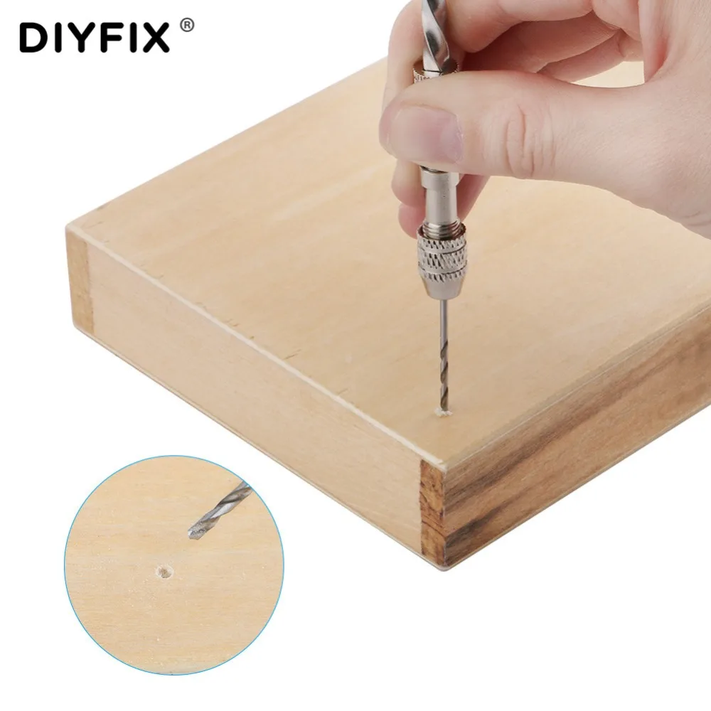 DIYFIX микро мини набор сверл Алюминий руку с Чак и 20 штук 0,3-1,6 мм прямо хвоствик биты Наборы ручной инструмент