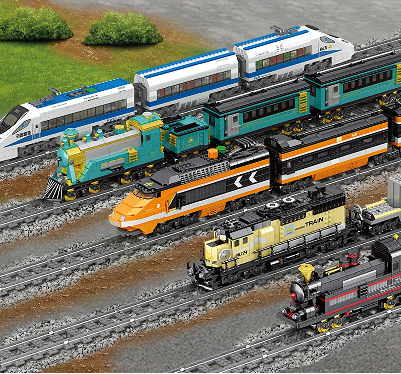 

2019 NEW City Train Power-Driven Rail Train Cargo With Tracks Set Model Technic Building Blocks Toys Gift For Children Christmas