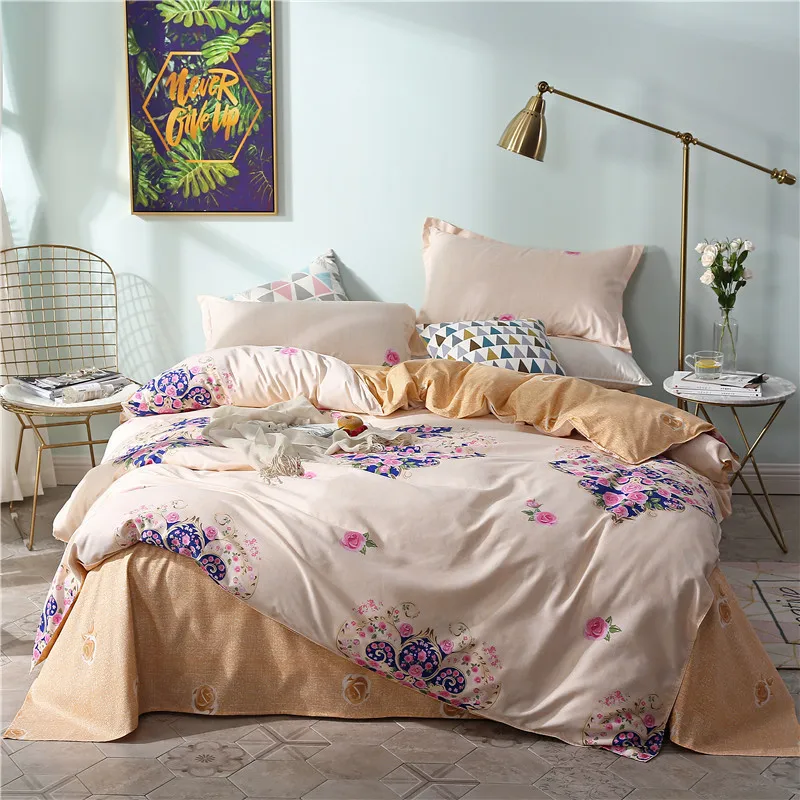 Solstice домашний текстиль King queen полный набор постельных принадлежностей для односпальной кровати розовый цветок девочка малыш подросток белье Одеяло Стёганое наволочка простыня - Цвет: 12