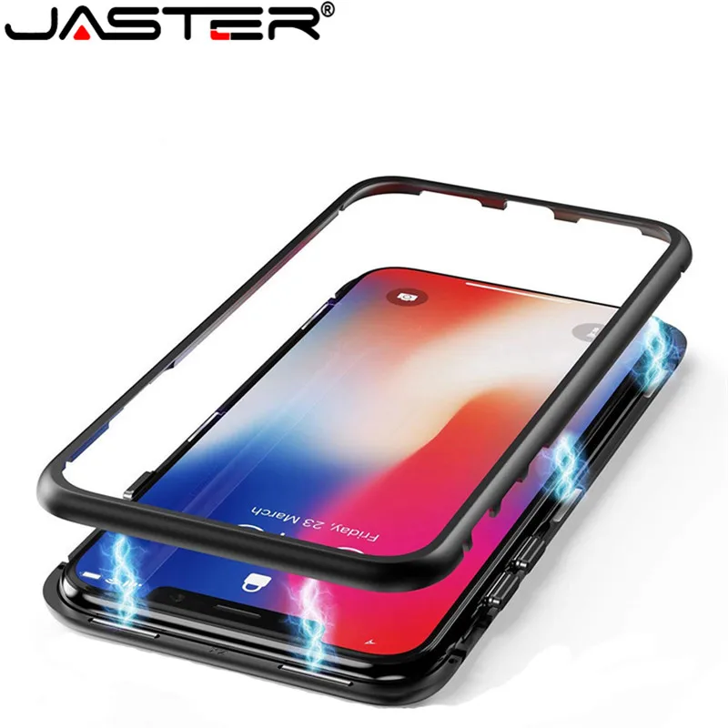 

Eqvvol Metal Magnetic Case For iPhone XR XS MAX X 8 Plus 7 10 Tempered Glass Back Magnet Cases Cover For iPhone 7 6 6S Plus Case