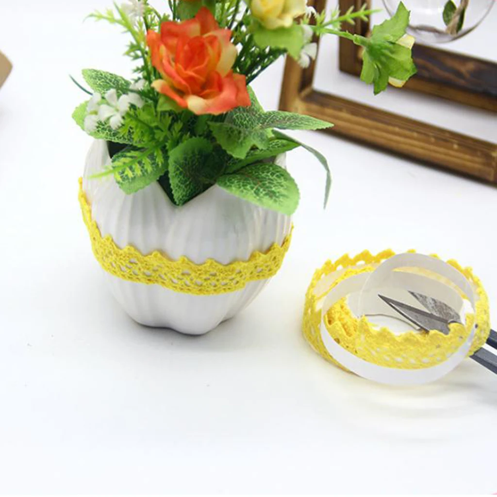 2 Yards Cotton Lace Washi Tape Self Adhesive Sticker for DIY Diary Scrapbook Album Card Making Decoration 15mm Wide