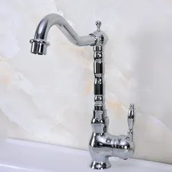 Deck Mounted Polished Chrome Brass Swivel Spout One Hole/Handle Kitchen/Bar Bathroom Sink Faucet Hot&Cold Mixer Tap anf933