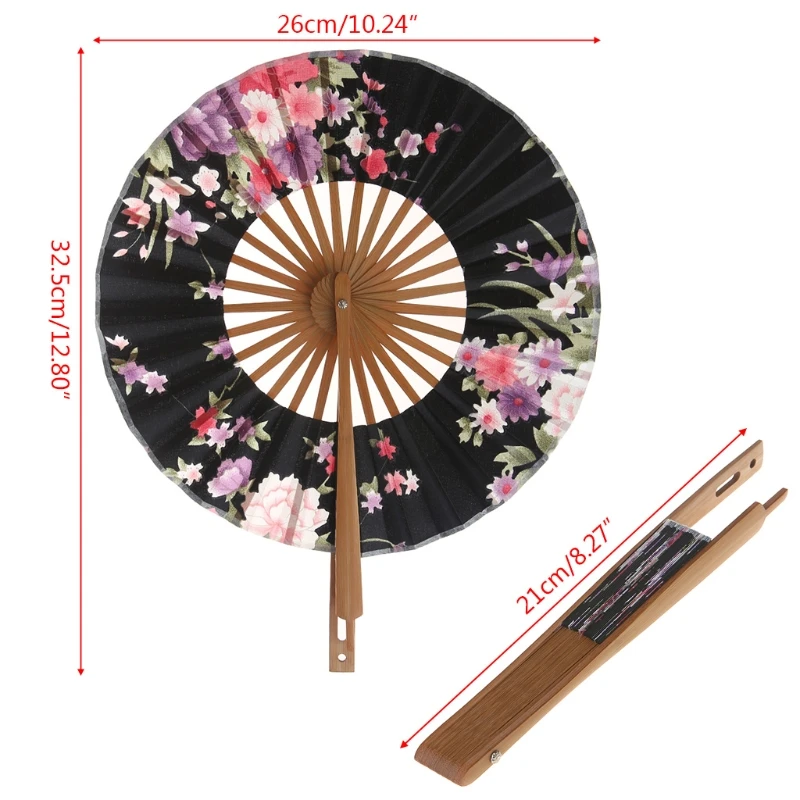 Японский Цветок сакуры Карманный складной веер Круглый Круг вечерние украшения подарок