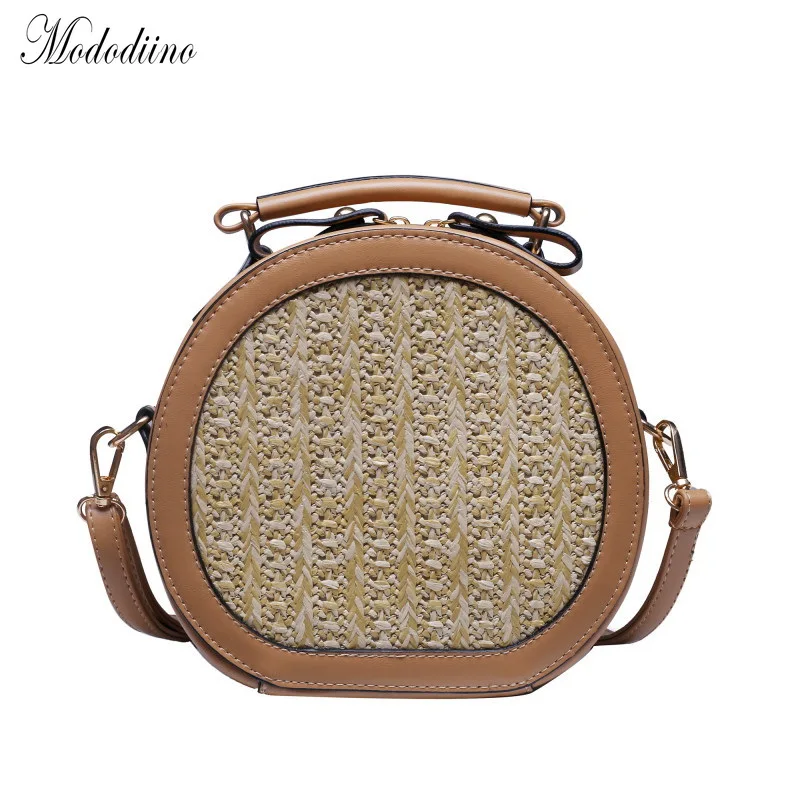 

Mododiino Beach Bag Circle Bohemia Handbag Round Straw Shoulder Bags Mulit Style Vintage Handmade Rattan Woven Summer Bag DV1037