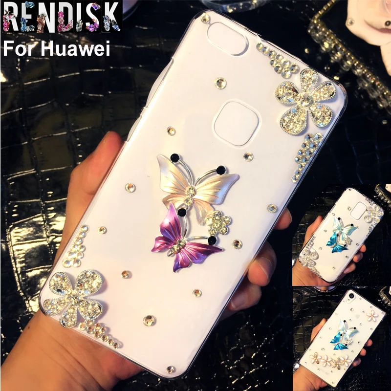 

Butterfly Diamond Flower Rhinestone case cover For HuaWei Nova 2 plus 2S Y3 Y5 Y6 II Pro 2017 Y7 Prime Y9 2018 Enjoy 7S P smart