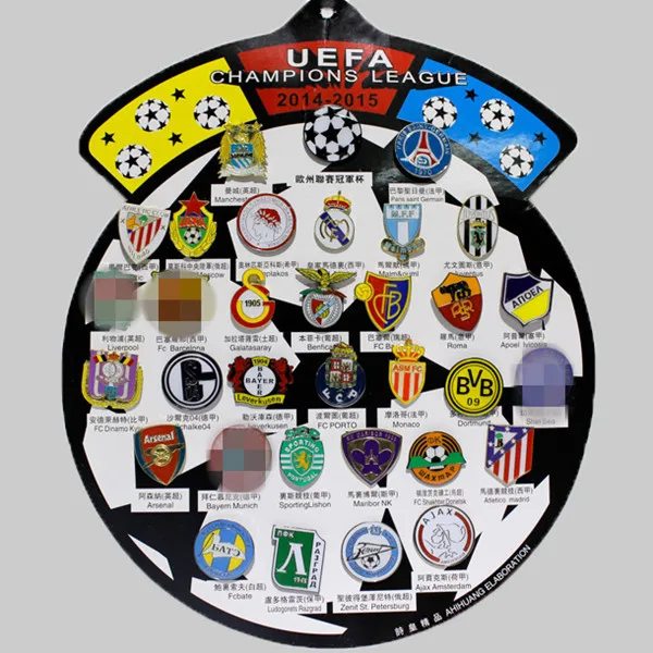 football souvenirs badges 2015 2016 newest 33 teams Metal football