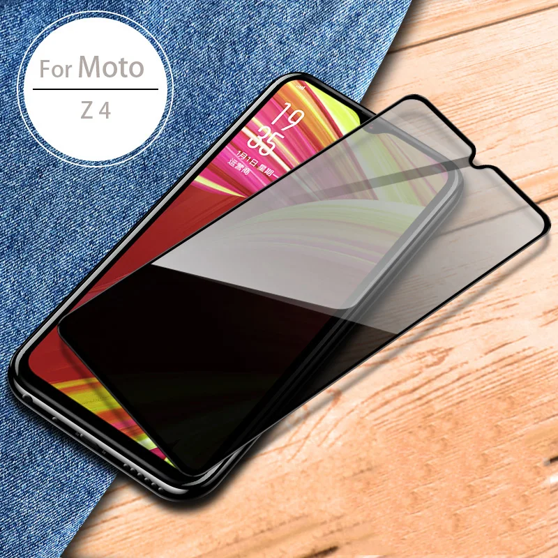 

EXUNTON Full Coverage Anti-spy Anti Glare Privacy Tempered Glass For Motorola Moto Z4 Anti-spy Screen Protector Protective Film
